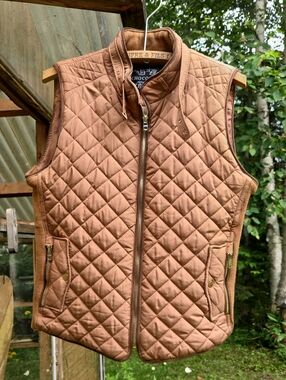 Chocolate Quilted Brown Vest with Gold Hardware